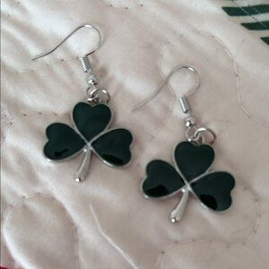 Silvertone  Shamrock Dangle Earrings